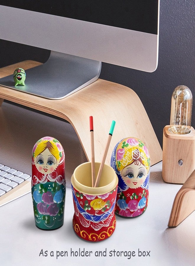 Starxing Russian Nesting Dolls Wood Matryoshka Stacking Set of 7 Handmade Toys for Children Kids Adults Easter Mother's Day Birthday Christmas Halloween Home Room Decoration Gift - Image 3